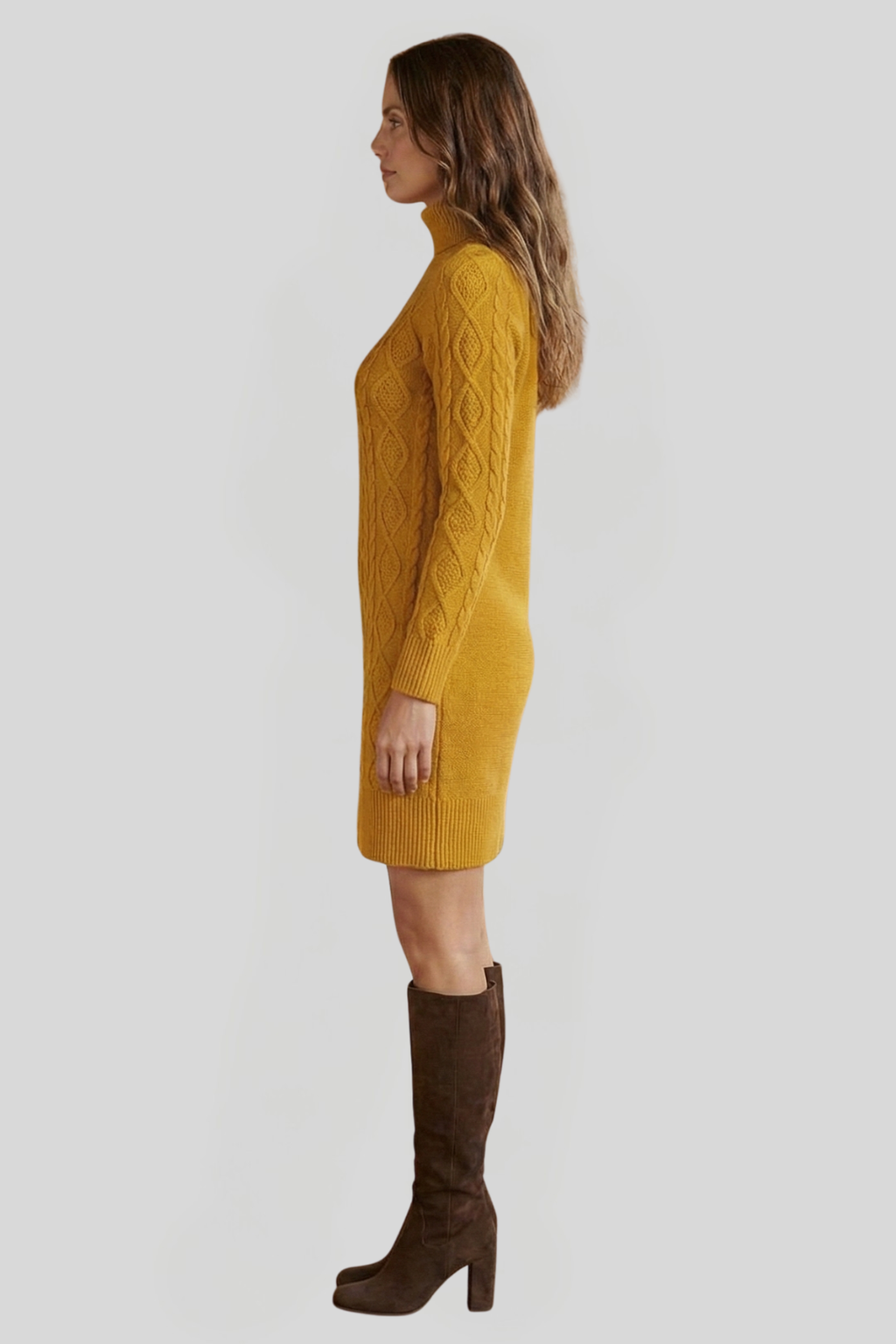 Women's Cable Knit Pattern Jumper Dress