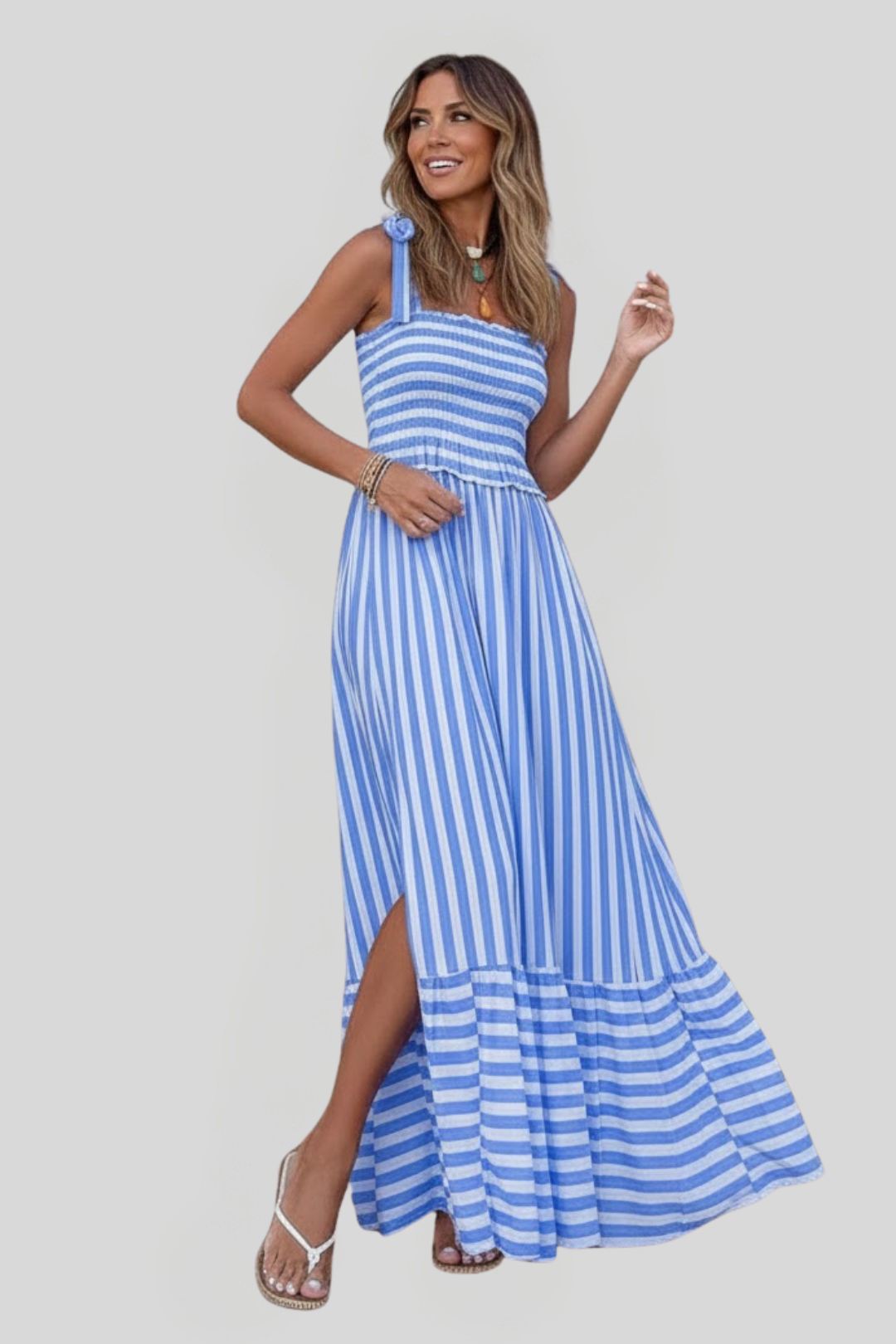 Women's Smocked Tie Straps Dress