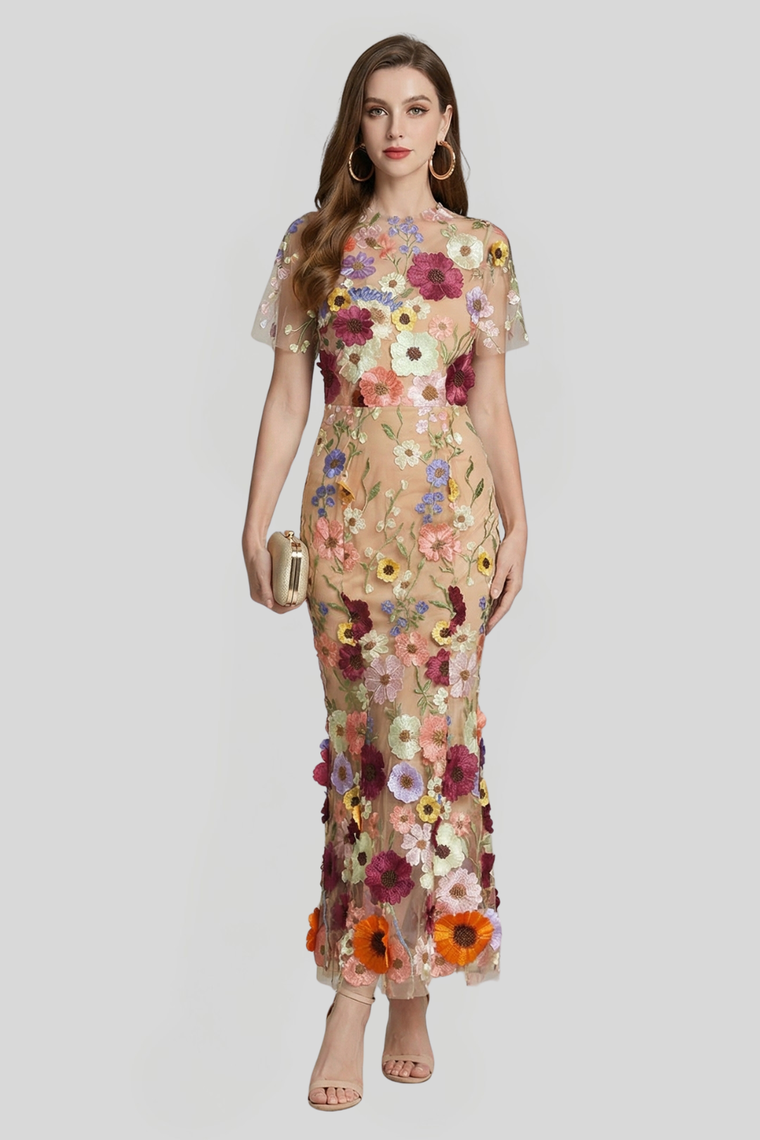 Women's Embroidered Midi Dress