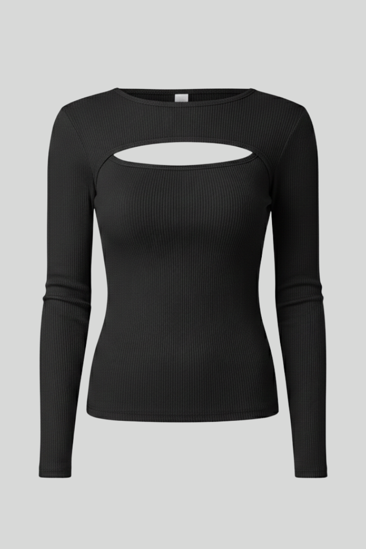 Women's Ribbed Slim Fit Cutout Top