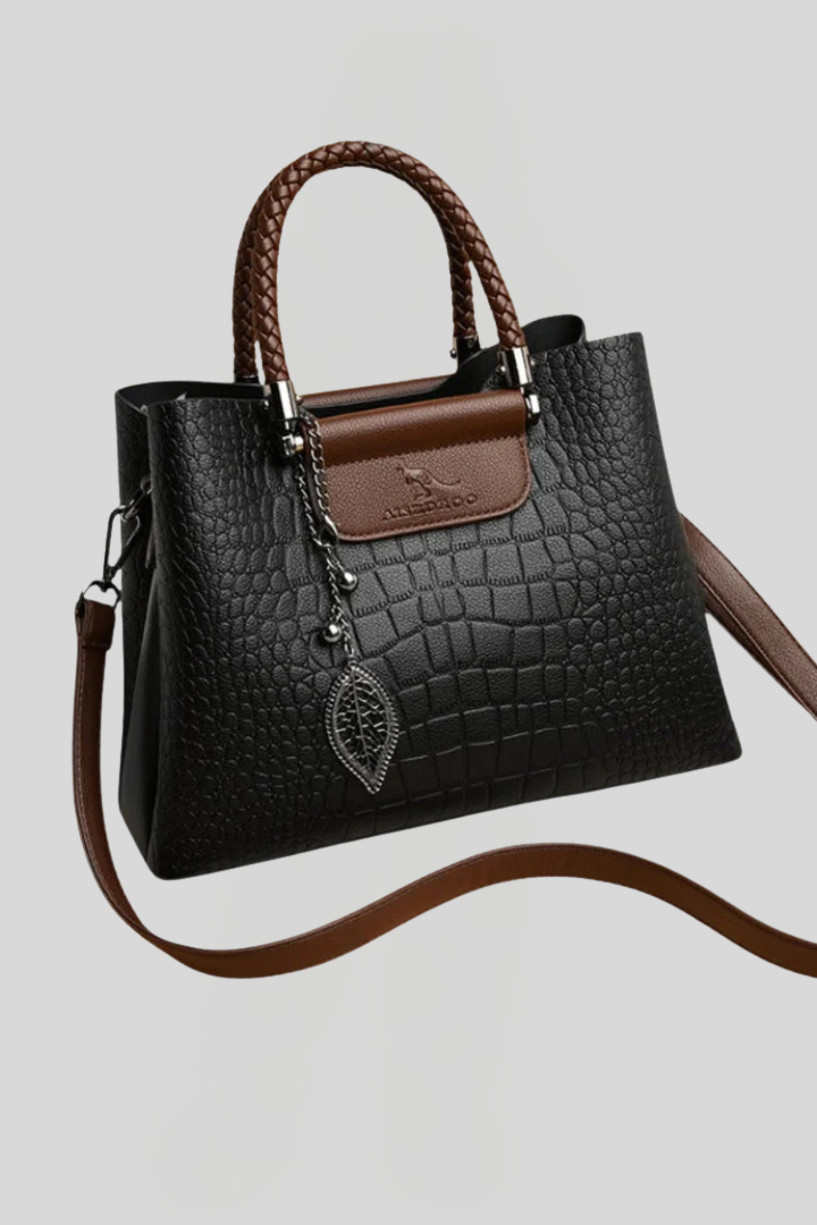 Women’s Crocodile-Embossed Satchel Handbag