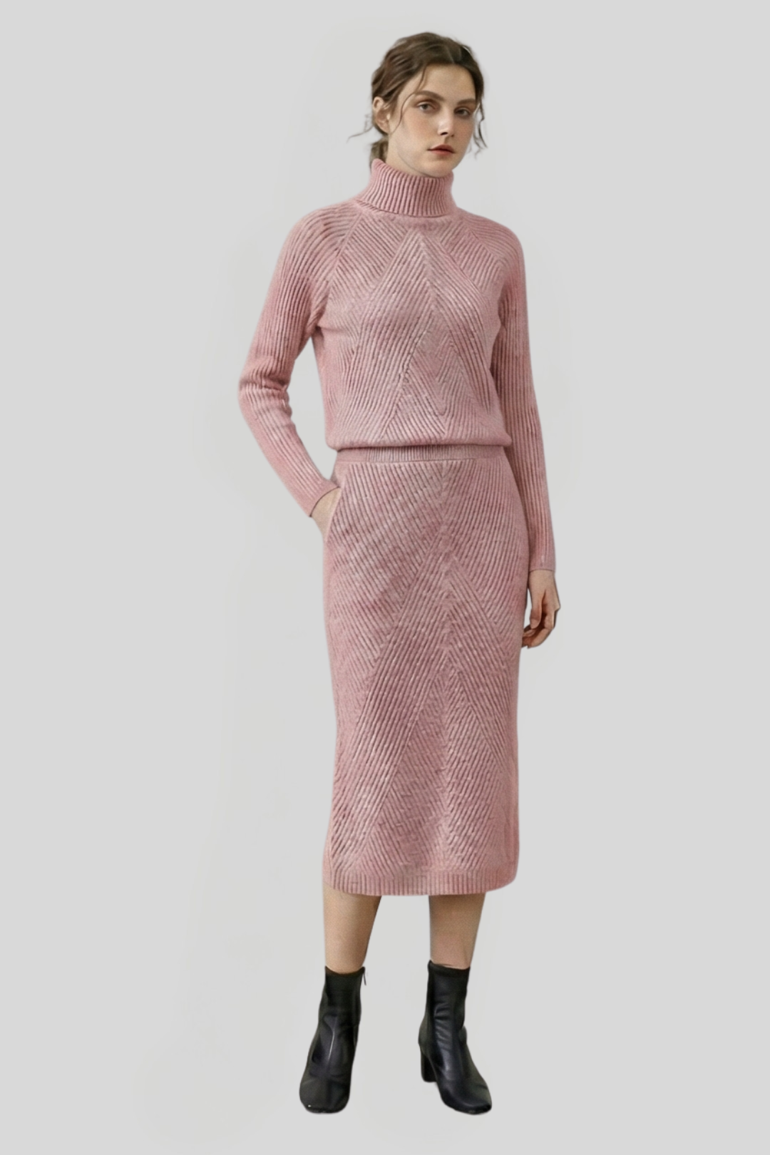Women's Knitted Roll-Neck Jumper Dress