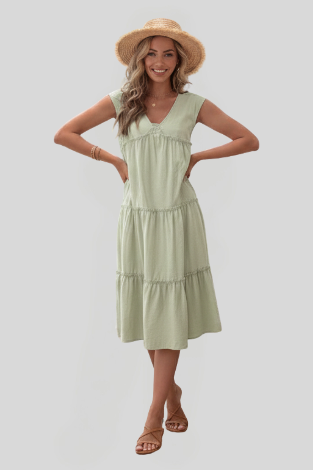 Women's Ruffle Strap Midi Dress