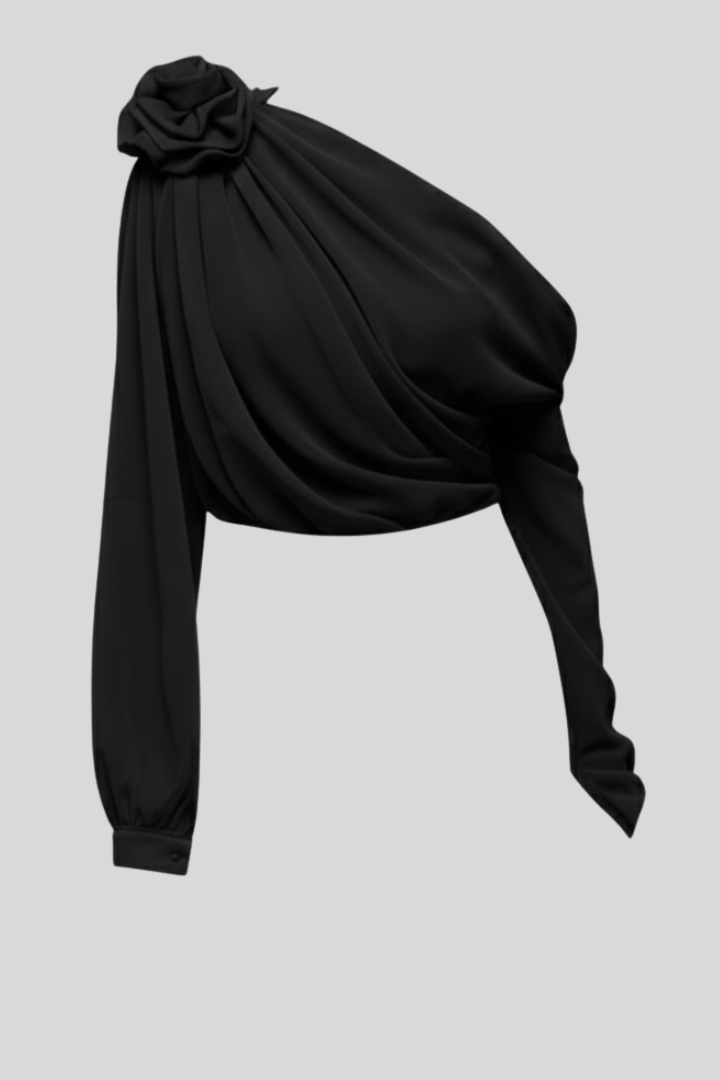 Elegant One-Shoulder Floral Women Blouse