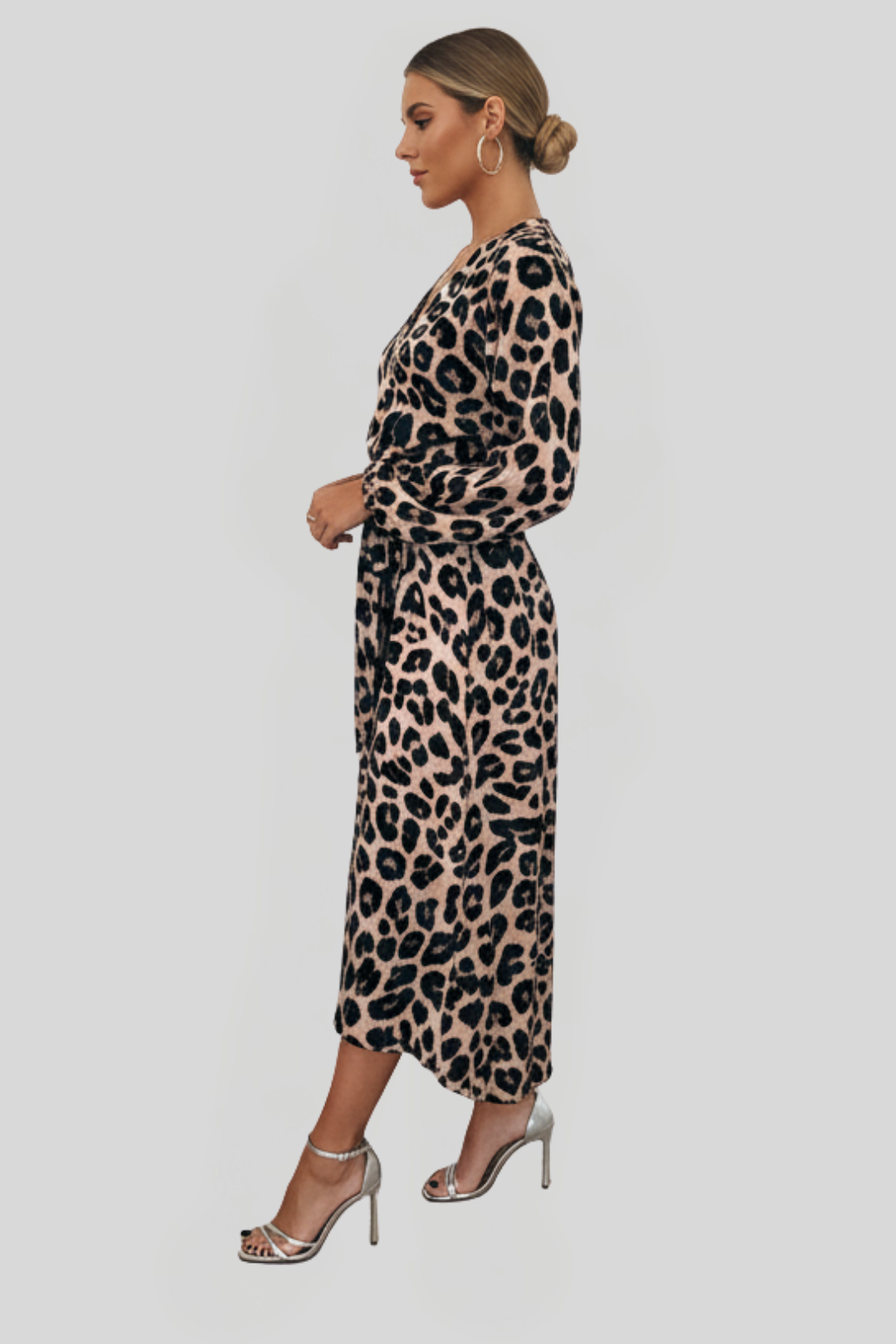 Women's Leopard Tie-Waist Split Dress