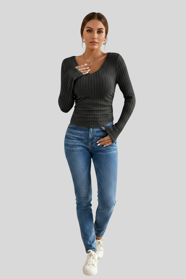 Women’s Ribbed Slim Fit Long Sleeve Top