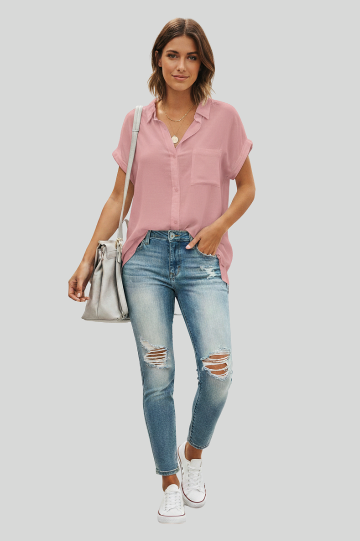 Women's Breathable Relaxed Button-Down Shirt