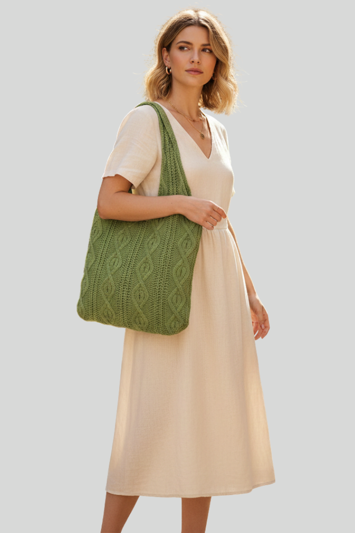 Women's Vintage Knitted Hobo Tote Bag