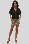 Women's Casual Textured V-Neck Blouse