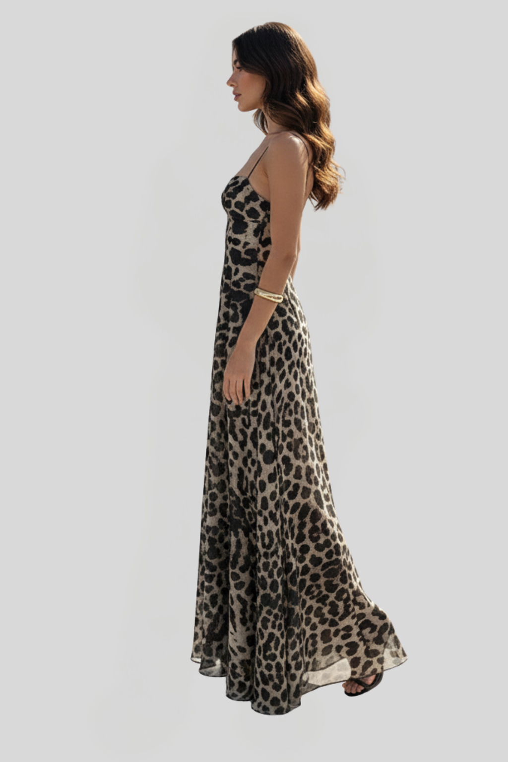 Women's Leopard Print Heart Maxi Dress