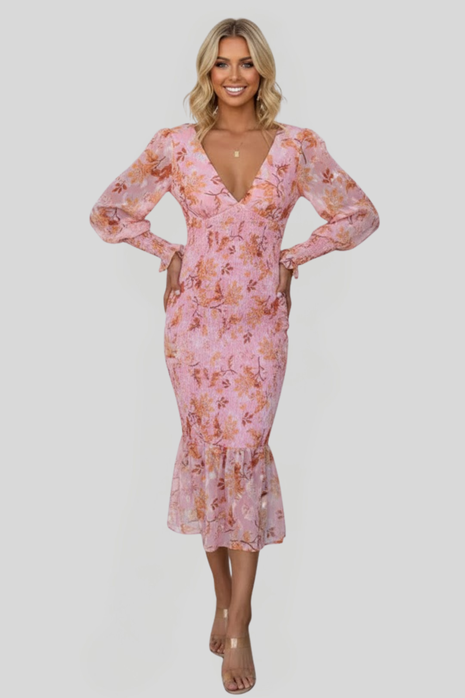Women's Floral Bodycon Midi Dress