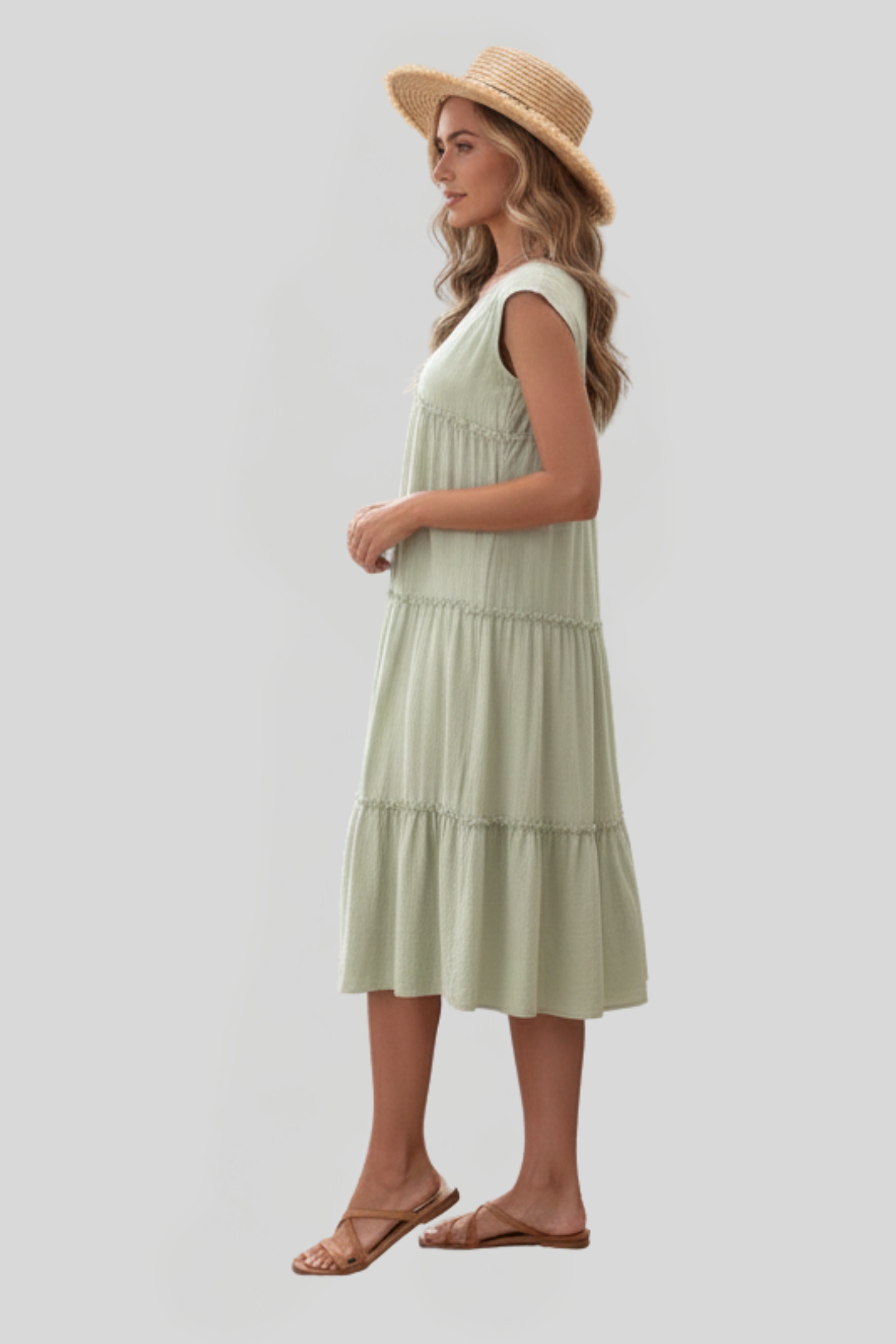 Women's Ruffle Strap Midi Dress