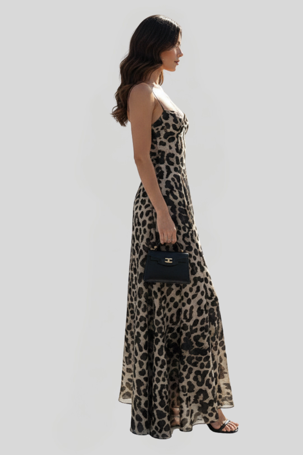 Women's Leopard Print Heart Maxi Dress