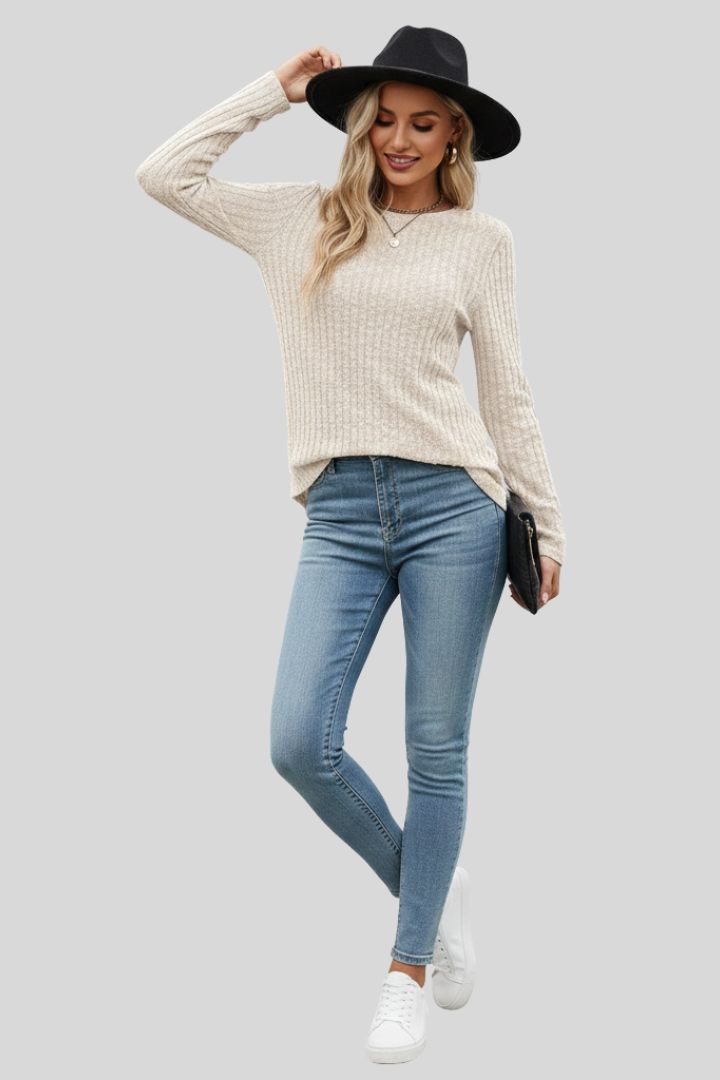 Women's Ribbed Long Sleeve Top