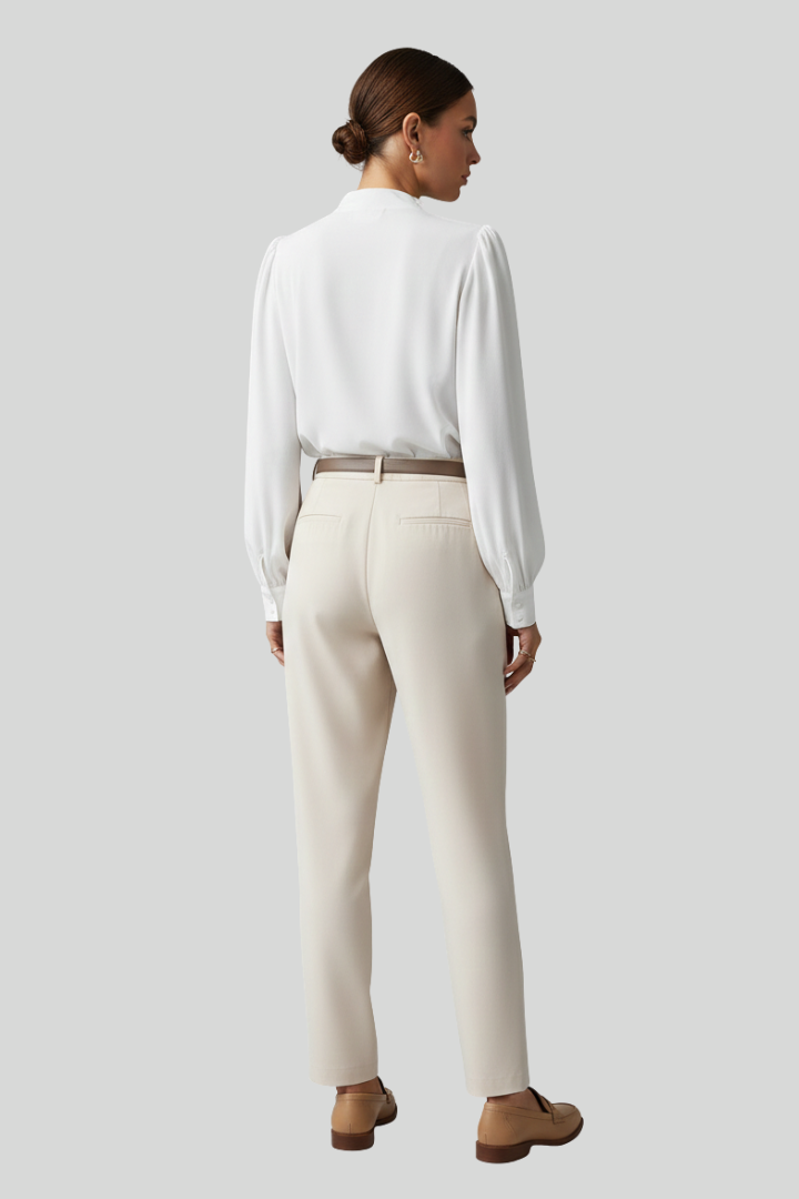 Elegant White Pleated Women Blouse