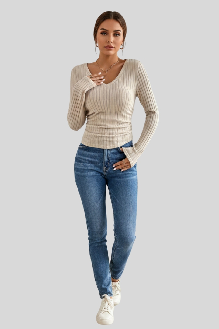 Women’s Ribbed Slim Fit Long Sleeve Top