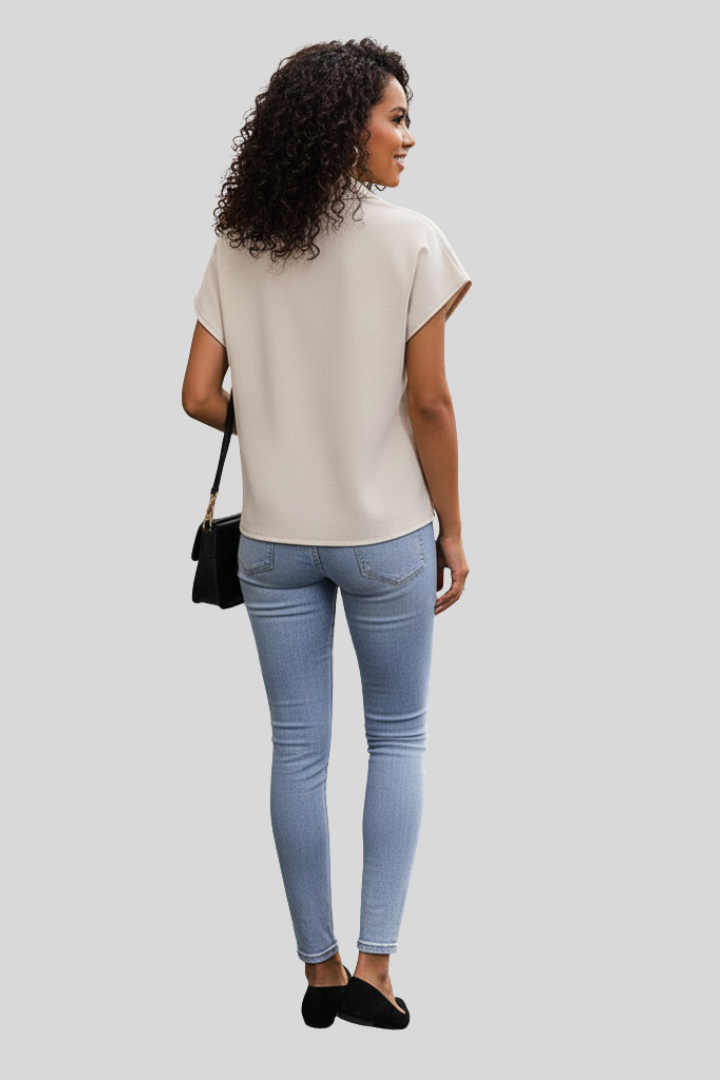 Women's Apricot Short Sleeve Blouse
