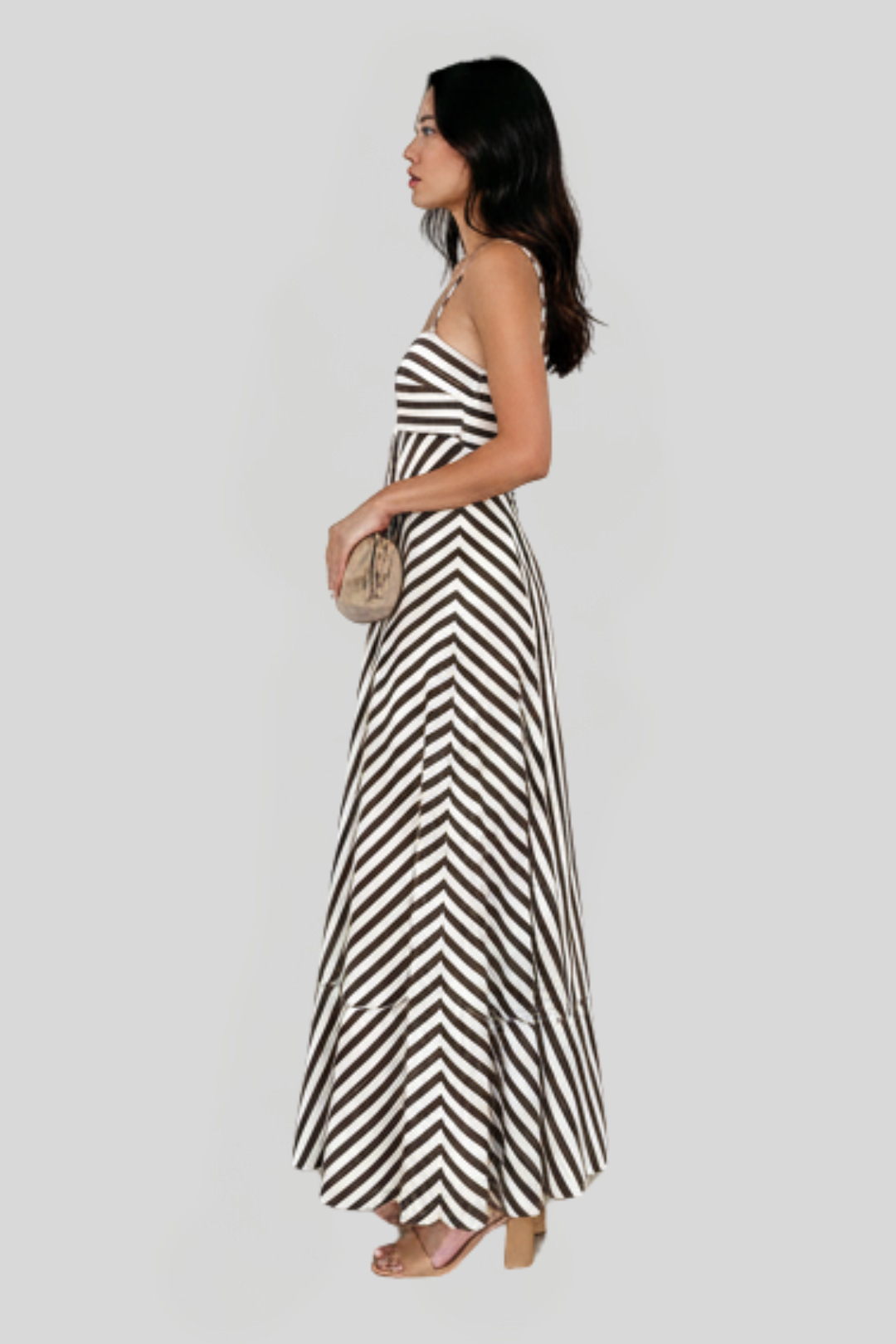 Women's Striped Pleated Maxi Sundress