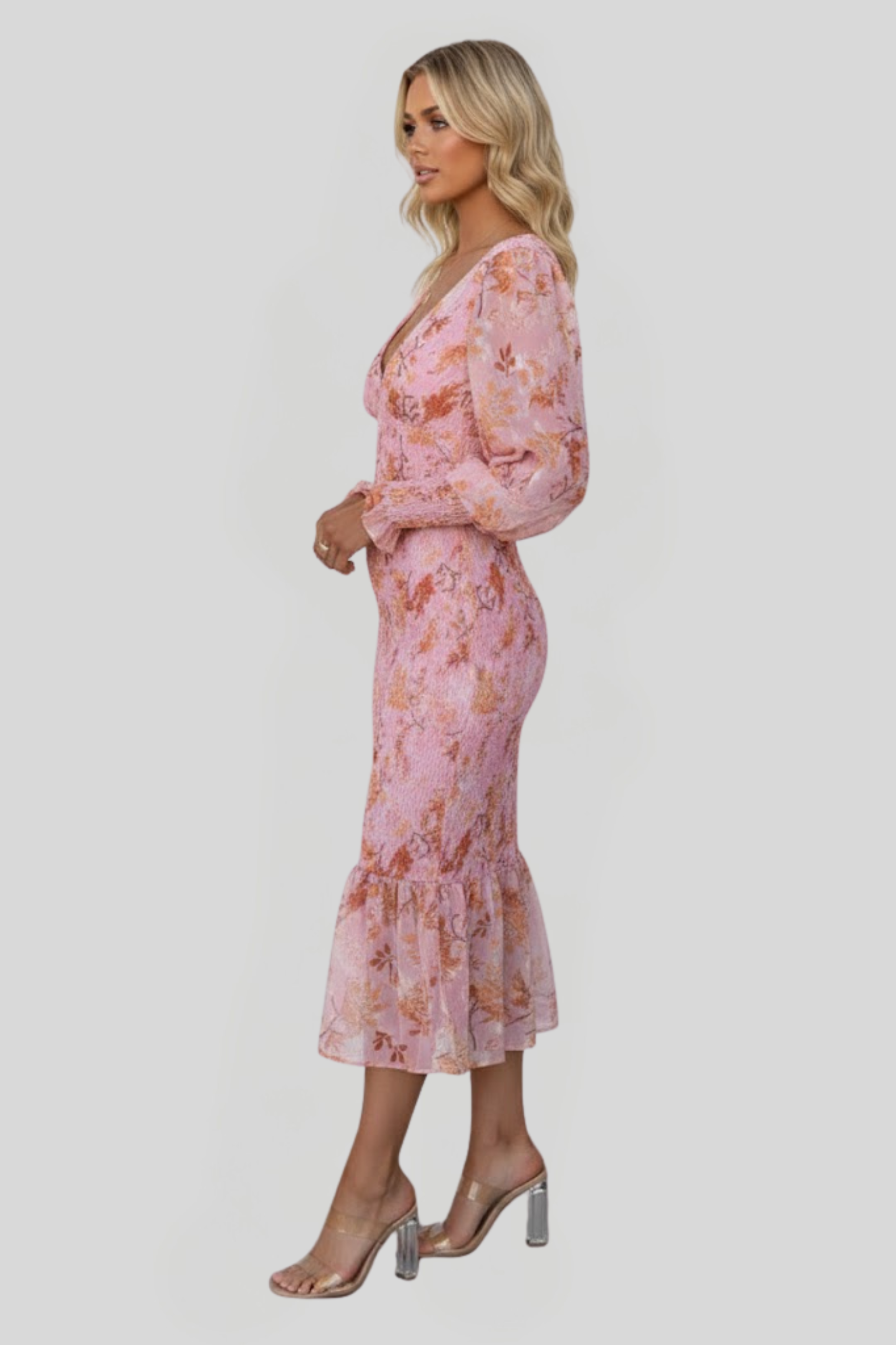Women's Floral Bodycon Midi Dress