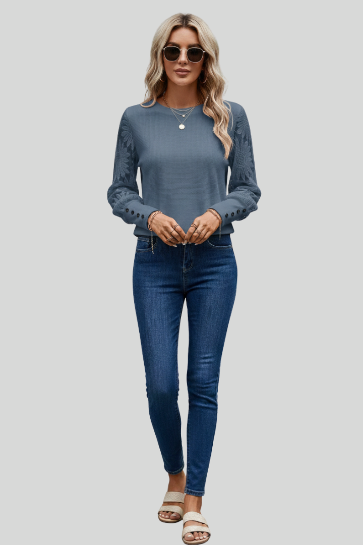 Floral Sleeve Elegant Women Blouse