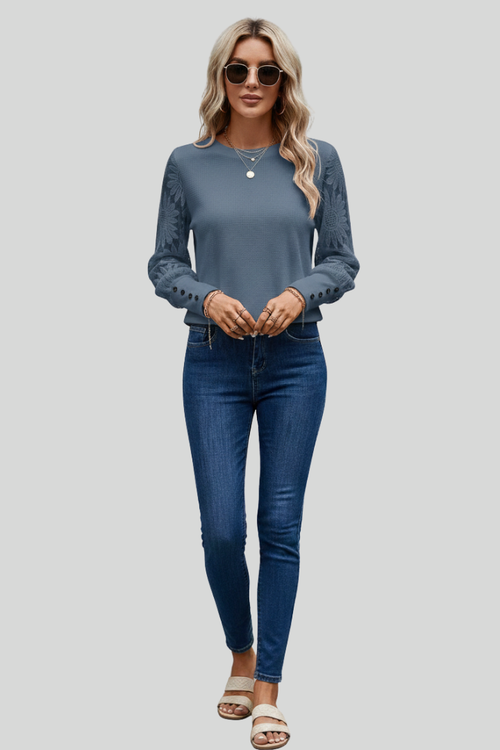 Floral Sleeve Elegant Women Blouse