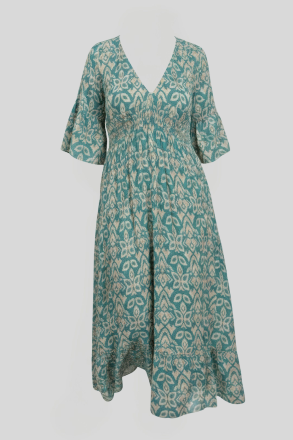 Women's Elegant Printed V-Neck Dress