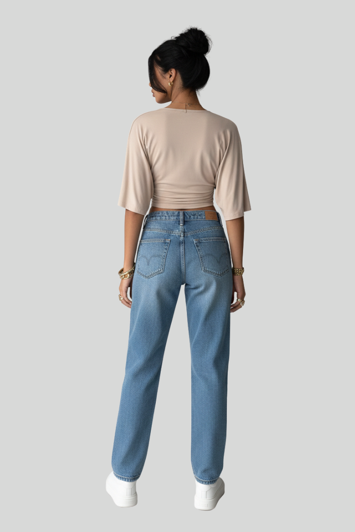 Aloruh Casual Cropped Batwing T-Shirt