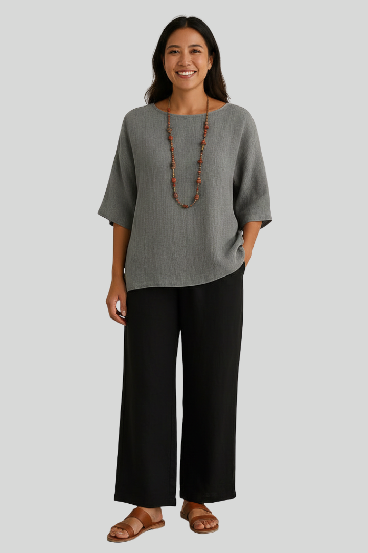 Women Loose 3/4 Sleeve Blouse