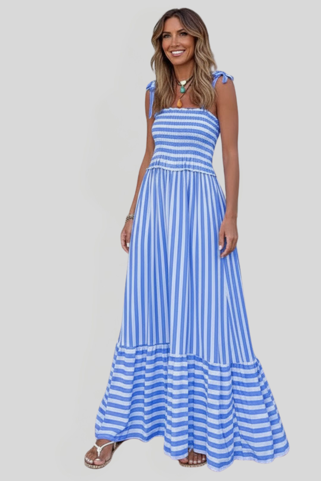 Women's Smocked Tie Straps Dress