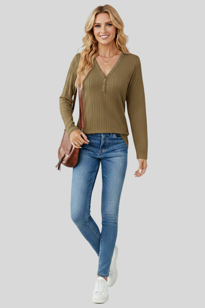Women’s Cable Knit V-Neck Sweater