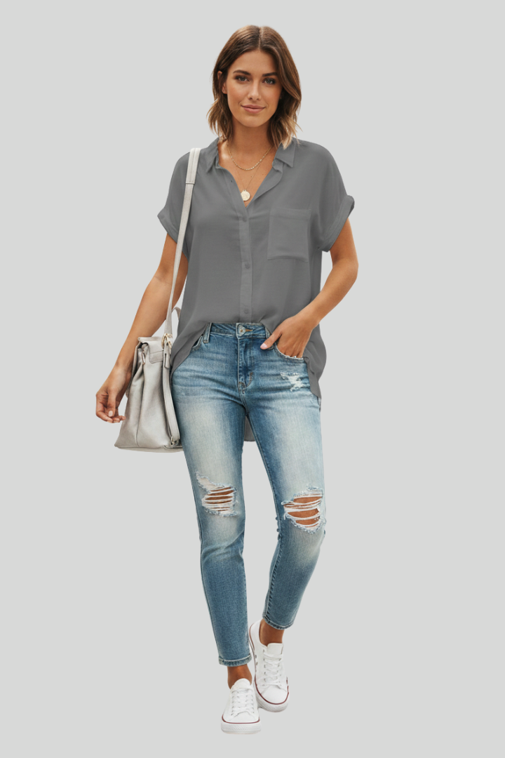 Women's Breathable Relaxed Button-Down Shirt