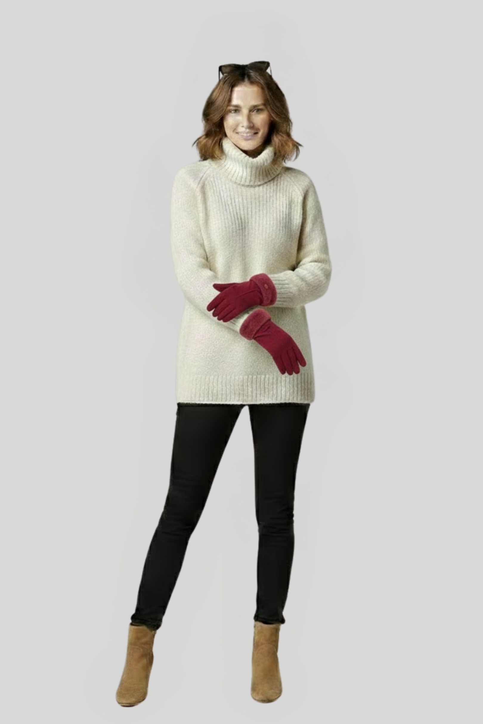 Women's Contrast-Lined Velvet Gloves