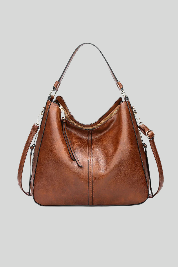 Women's Leather Zip Closure Shoulder Bag