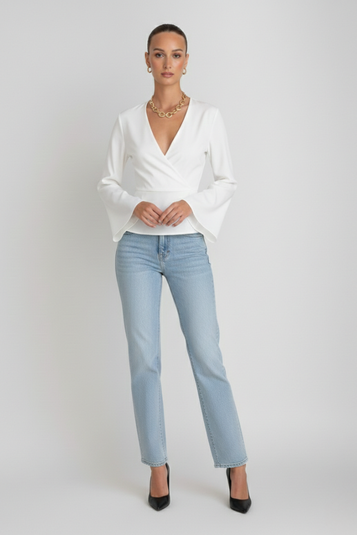 Striped V-Neck Peplum Top