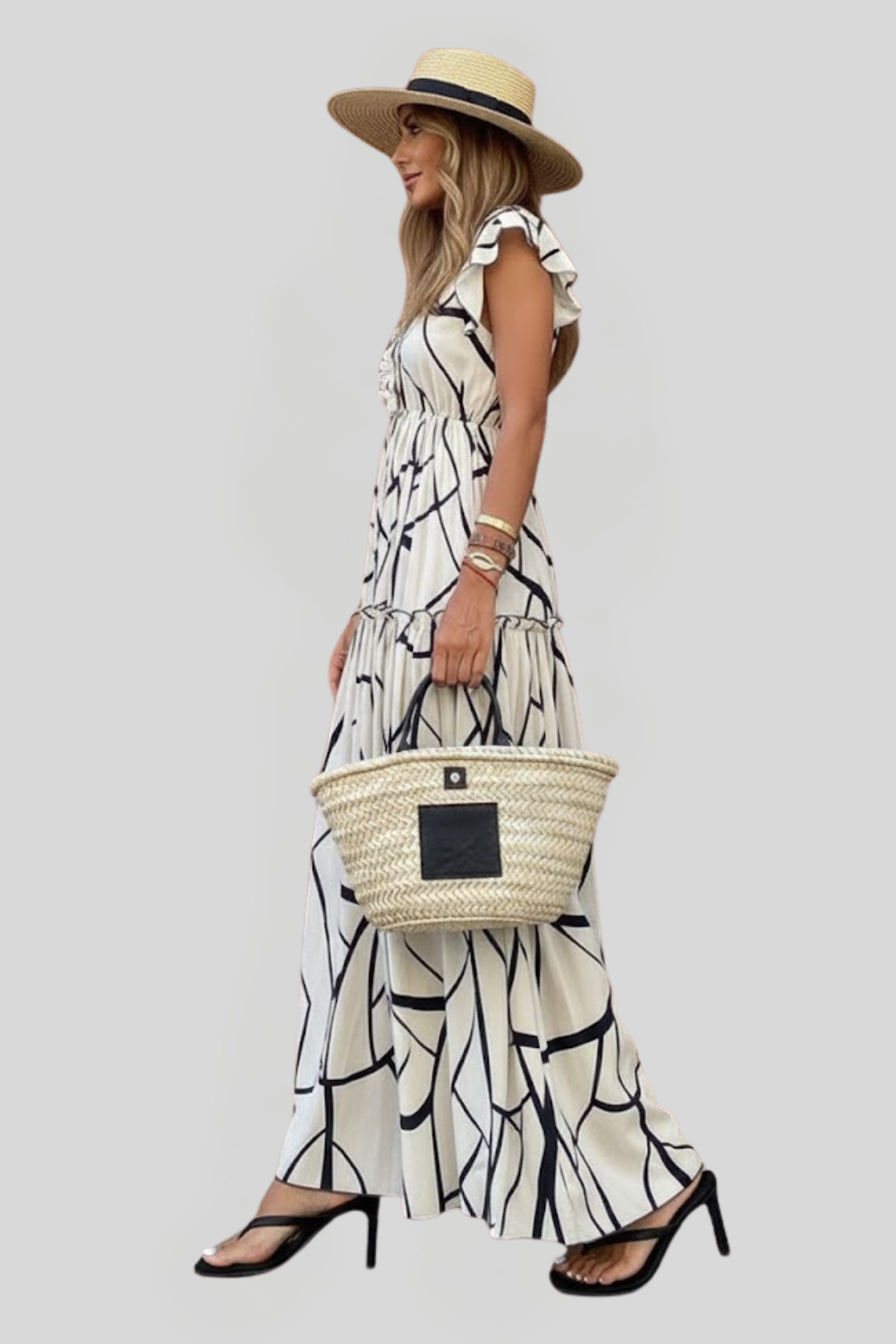 Women's Bold Geometric Print Maxi Dress