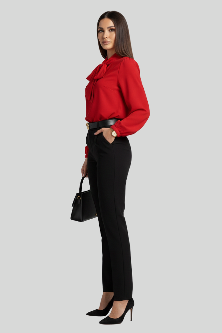 Women’s High Neck Bow Blouse