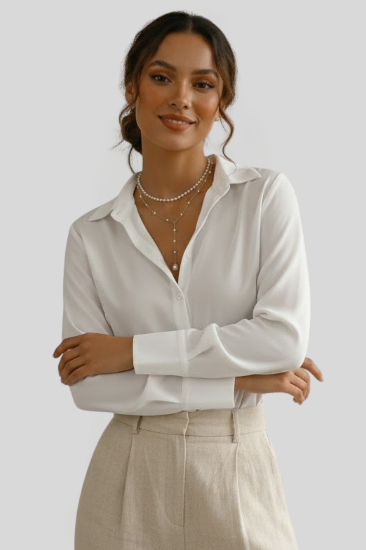 Women's Gold Layered Pearls Necklace