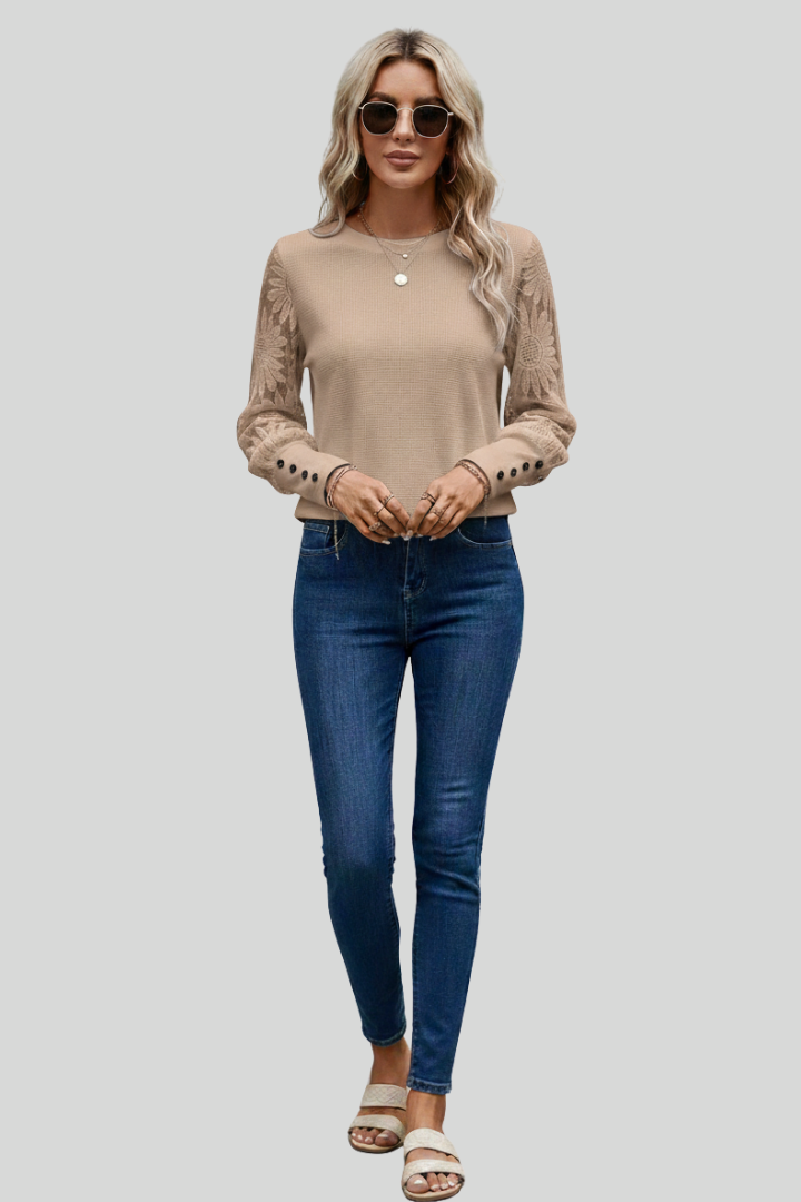 Floral Sleeve Elegant Women Blouse