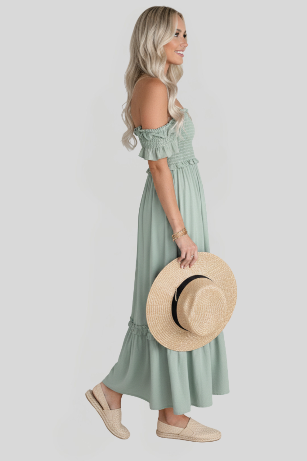 Women's Ruffle Details Midi Dress