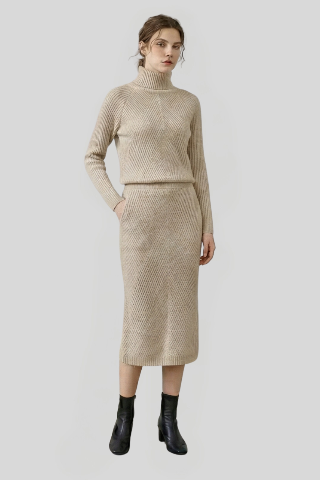 Women's Knitted Roll-Neck Jumper Dress