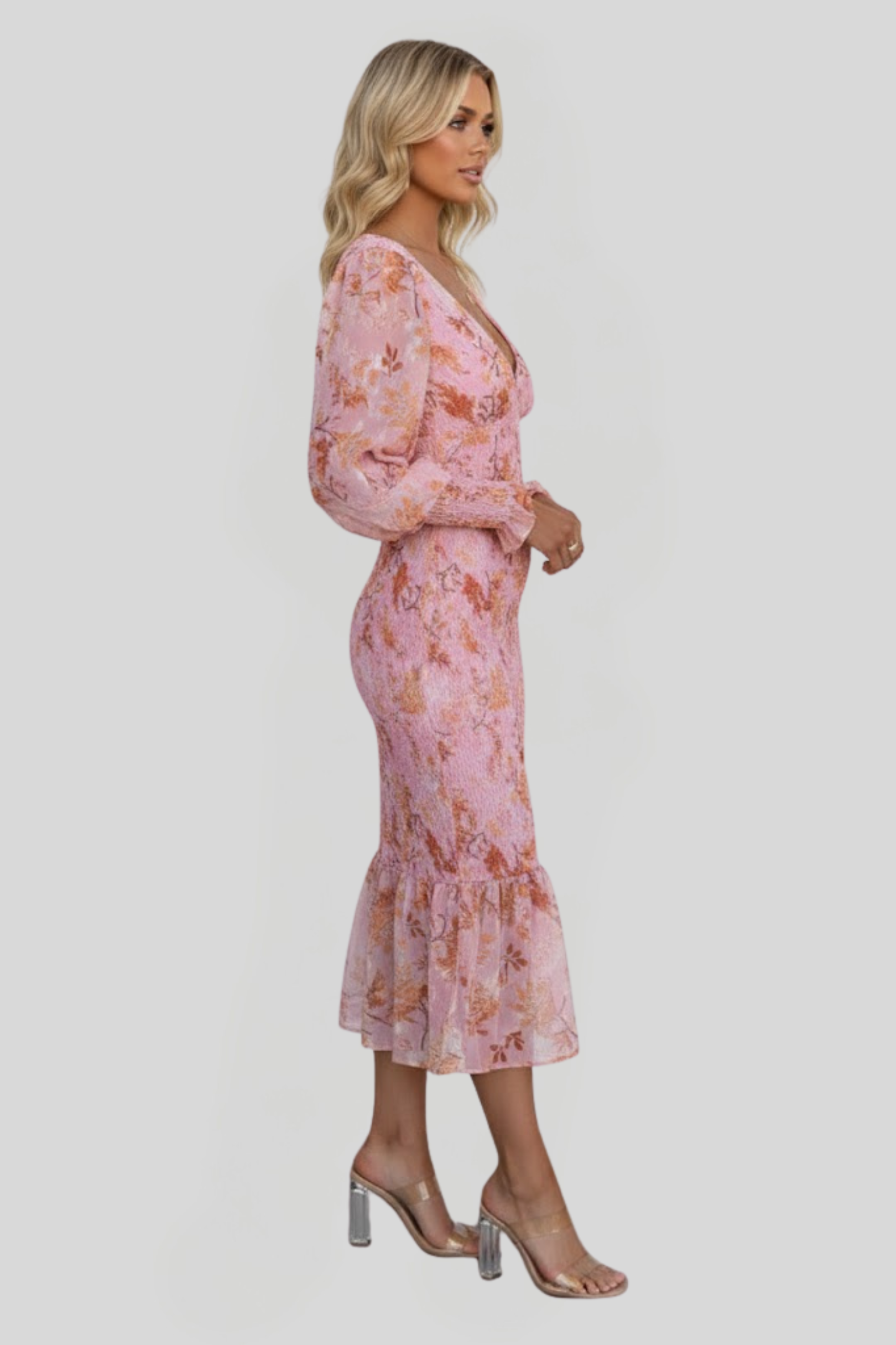 Women's Floral Bodycon Midi Dress