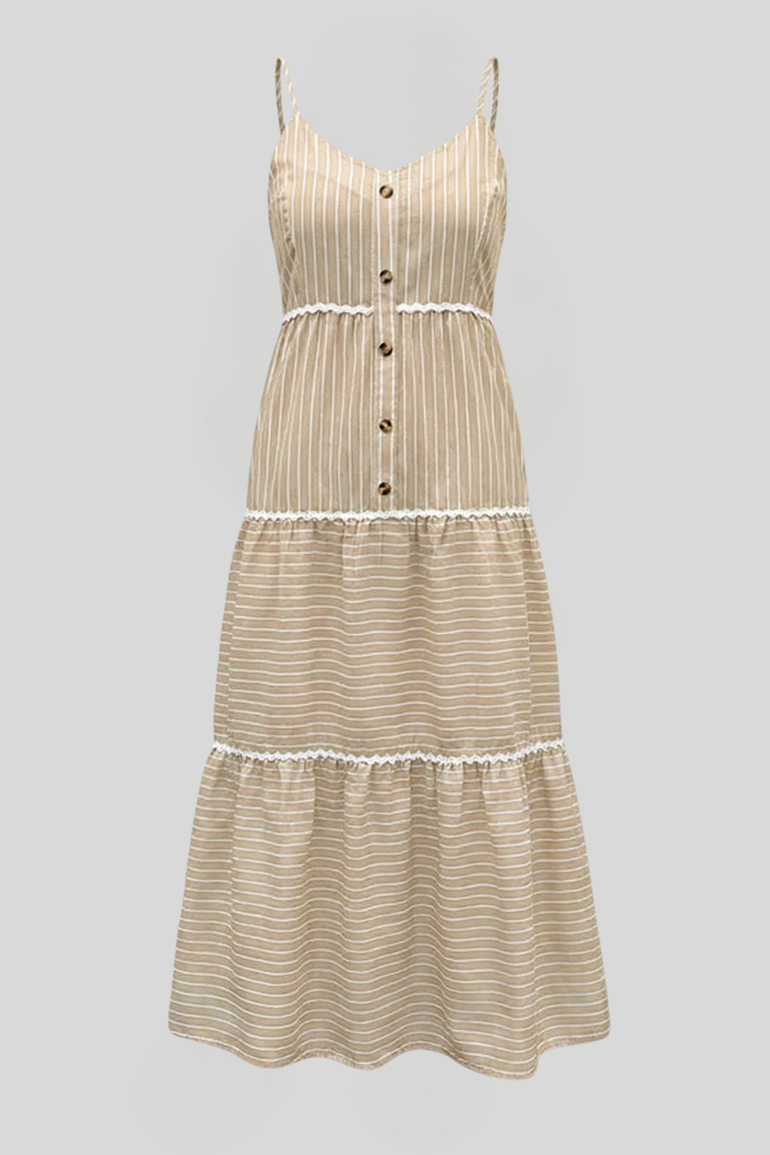 Women's Striped Tiered Midi Dress