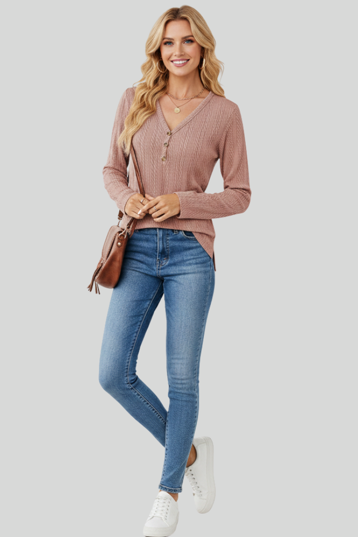 Women’s Cable Knit V-Neck Sweater