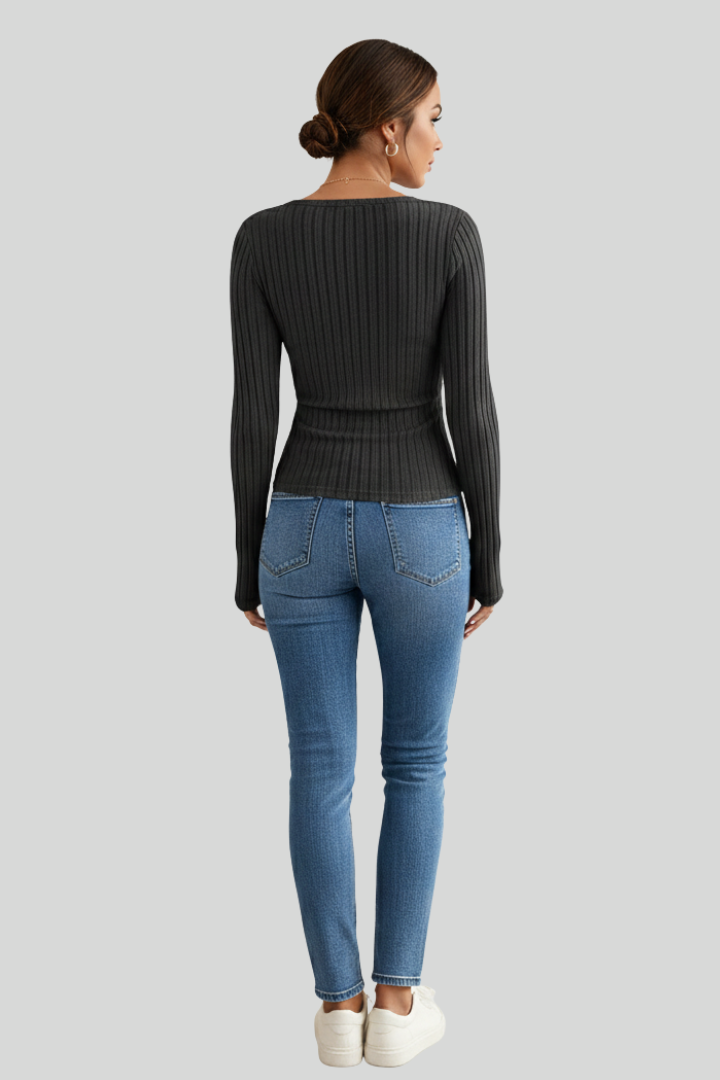 Women’s Ribbed Slim Fit Long Sleeve Top