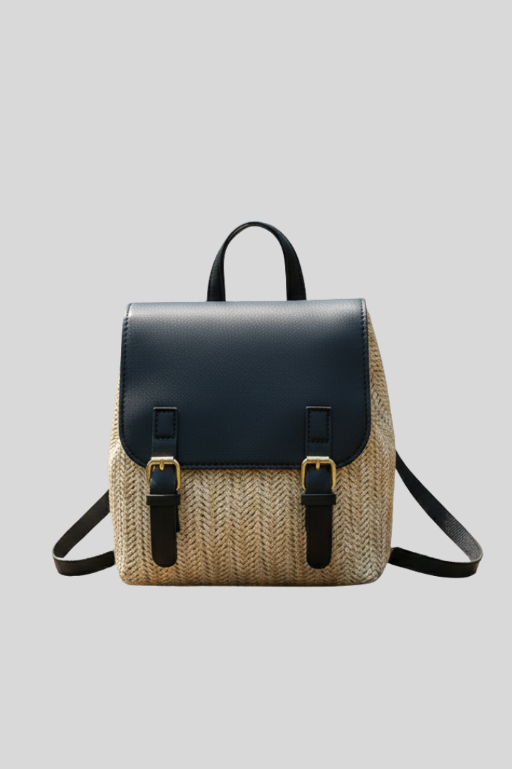 Women's Vintage Boho Straw Backpack