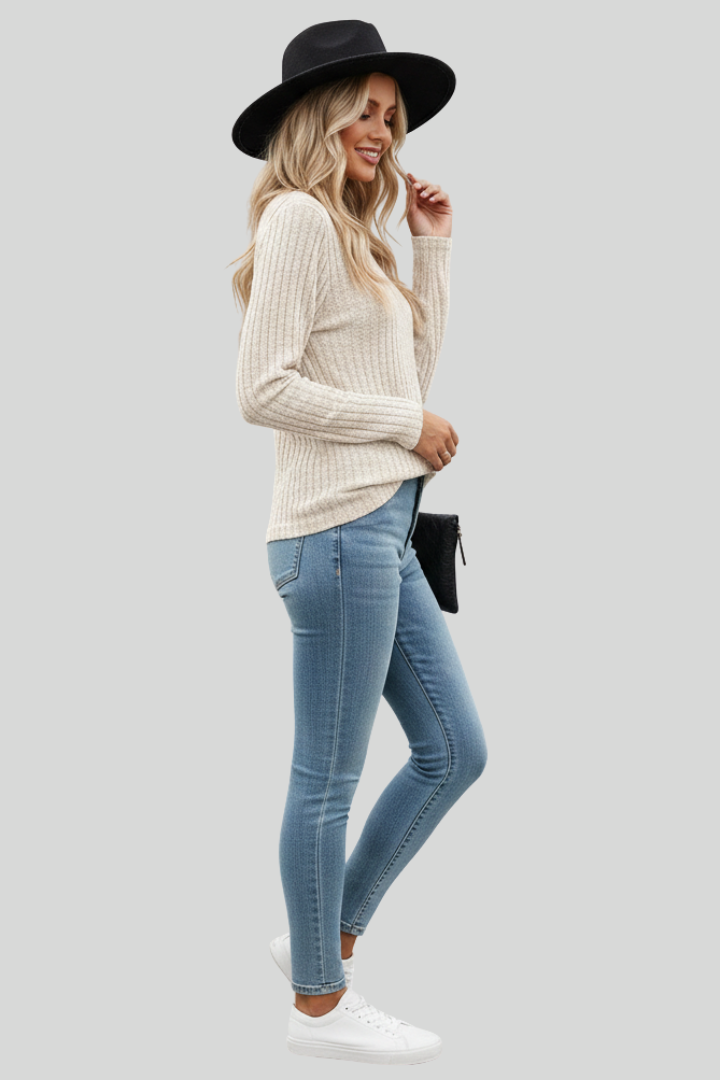 Women's Ribbed Long Sleeve Top