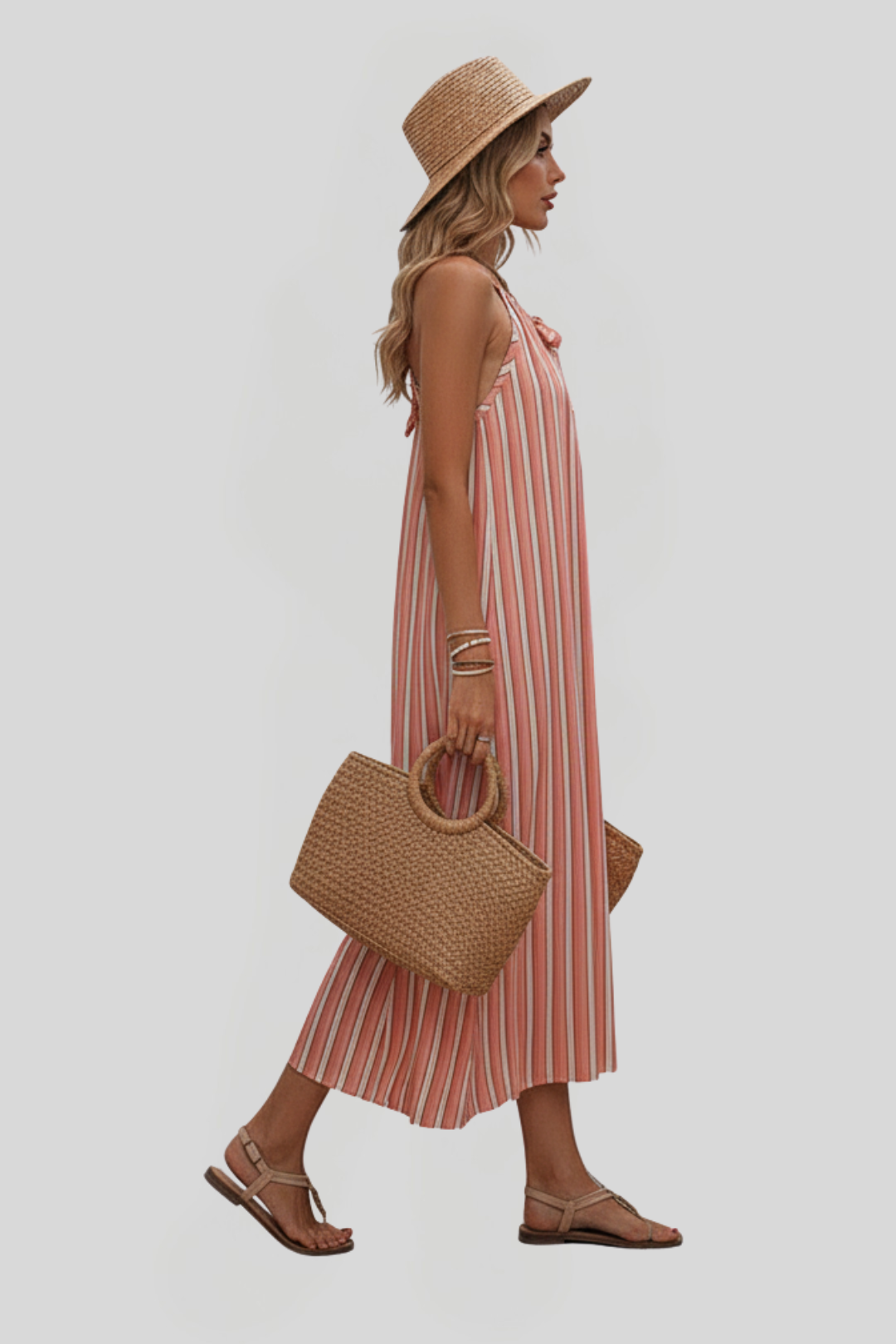 Women's Drawstring Neckline Midi Dress