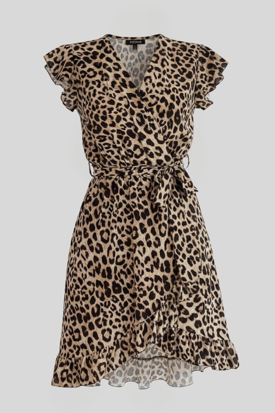 Women's Leopard Print Wrap Mini Dress