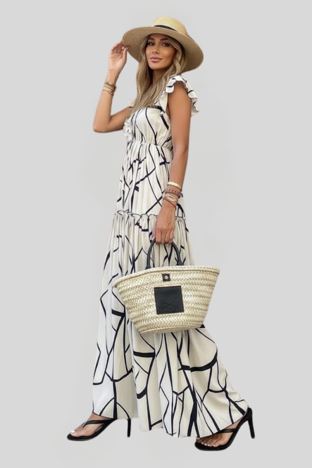 Women's Bold Geometric Print Maxi Dress