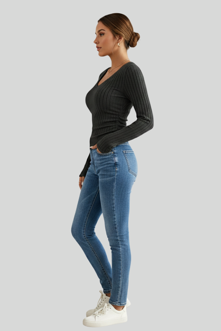 Women’s Ribbed Slim Fit Long Sleeve Top